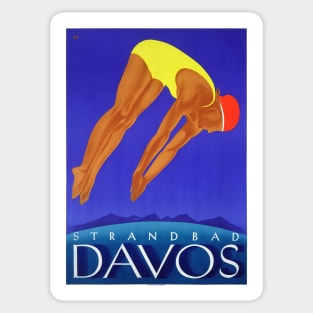 Vintage Travel Poster Switzerland Davos Sticker